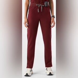 Figs Yola Scrub Pants -  Burgundy Small -Tall